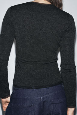 T-SHIRT WITH TULLE TRIMS - Zara фото 3