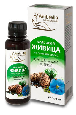 Живица кедровая на льняном масле с медвежьим жиром, бут., 100 мл