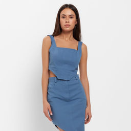 Корсет женский джинсовый MIST: Denim, размер 46, синий