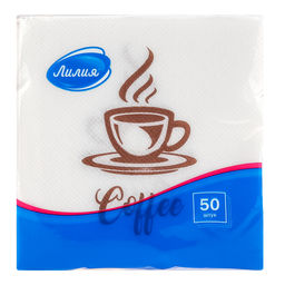 Салфетки бумажные 24х24см Лилия, 1 слойные, 50 штук в упаковке, Микс: Бон аппетит + Чашка кофе (Россия) - Bouquet фото 4