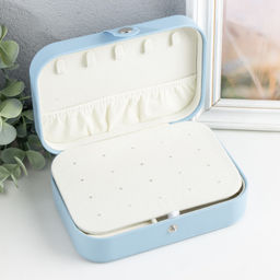 Шкатулка кожзам для украшений Матовая гладь голубая 16х11х5 см - Simaland фото 2