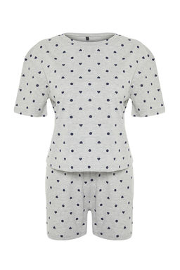 Trendyolmilla Beyaz %100 Pamuklu Puantiyeli ve Kalpli Sortlu Orme Pijama Tak?m? THMSS21PT1485 фото 50