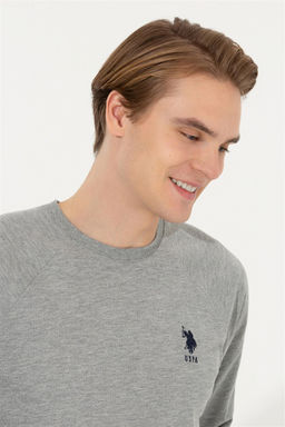 Erkek Gri Melanj Basic Sweatshirt Sepette S_rpriz _ndirim - U.s. polo assn фото 2