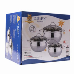 519 Набор кастрюль ZG (3пр полусф.2,1/3,1/4,1л мет.ручк.стекл.кр) ZIGEN (х4) - Mayer&boch фото 5