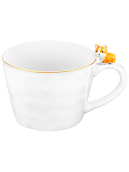 Кружка 300 мл 14*10*7,5 см "Собачка" белый с золотом, фарфор