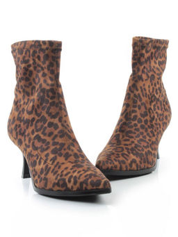 01-H26B-42PC BROWN LEOPARD Ботильоны демисезонные женские (велюр)