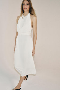 VESTIDO HALTER FLUIDO ZW COLLECTION / Blanco roto