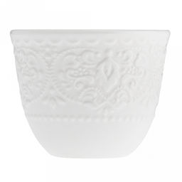 "Русь" Подставка под яйцо фарфоровая 90мл, д6,2х5,1см, белый, рельефный декор (Китай)