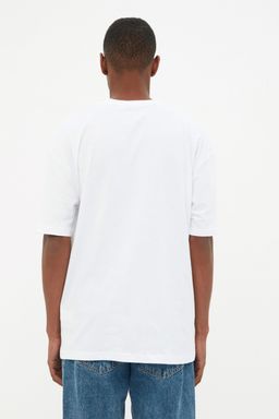 TRENDYOL MAN Beyaz %100 Pamuklu Oversize/Genis Kesim T-Shirt TMNSS22TS0274 - Trendyolmilla фото 2