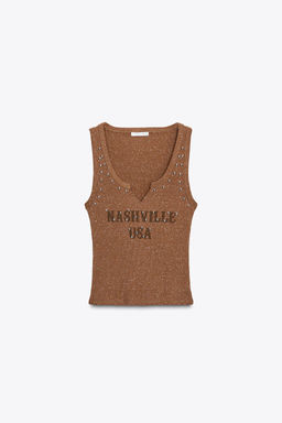 WASHED-EFFECT STUDDED TOP - Zara фото 10