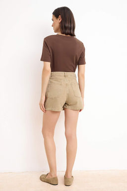 Bej Y?rtmacl? Mini Denim Sort Etek TWOSS23SR00091