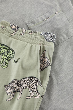 TRENDYOL MAN Gri Regular Fit Kaplan Desenli Couple/Cift Orme Pijama Tak?m? TMNAW25PT00051 - Trendyolmilla фото 8