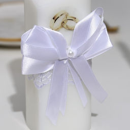 Набор свечей «Кружевной с бантиком», белый: домашний очаг 6.8×15 см, родительские 1.8×17.5 см