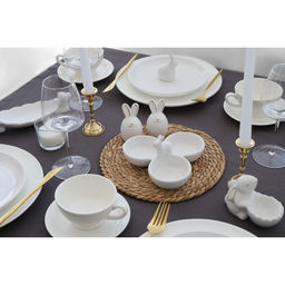 Менажница 3 ячейки Доляна Зайка в золотом, 16.5?7.5 см, доломит, белая