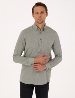 Ye_il Slim Fit Dokulu Uzun Kollu G_mlek