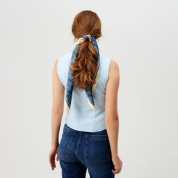 Платок женский MINAKU р-р 70*70 см, цвет синий  фото 4