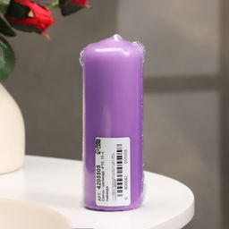 Цена за 2 шт. Свеча-цилиндр, 4×12 см, 15 ч, лаванда