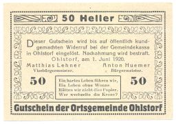Банкнота 50 геллеров 1920 года Австрия  Нотгельд