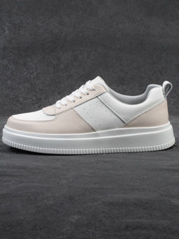 03-YJ425-1 WHITE/BEIGE Полуботинки спортивные женские (натуральная кожа)