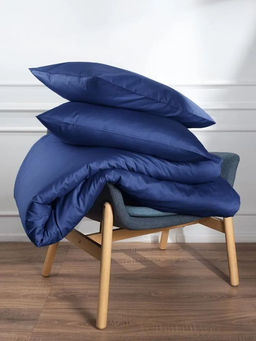 Наволочка 2 шт 70х70 см сатин Моноспейс темно-синий - Ecotex фото 4