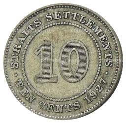 10 центов 1927 года Стрейтс Сетлментс