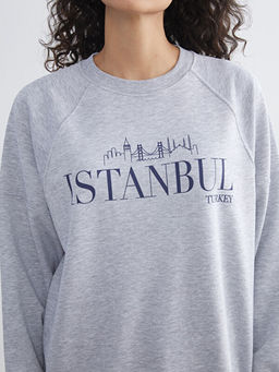 ?stanbul Bask?l? Oversize Kad?n Sweatshirt Tunik