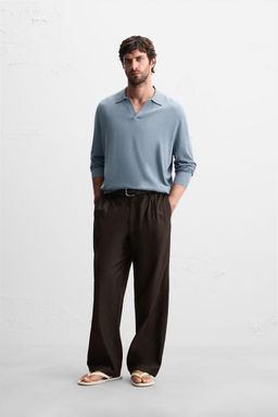 COTTON BLEND KNIT POLO SHIRT