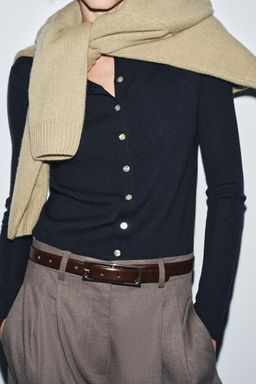 LEATHER BELT WITH RECTANGULAR BUCKLE