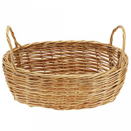 Корзинка плетеная №1 30х22х9см, овальная, глубокая, дно и стенки из ивовой лозы, с ручками, ручное плетение (Россия) - Домашняя мода фото 2