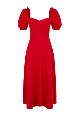 K?rm?z? A-Kesim Balon Kol Detayl? Dokuma S?k Abiye Elbise TPRSS24EL00195 - Trendyolmilla фото 6