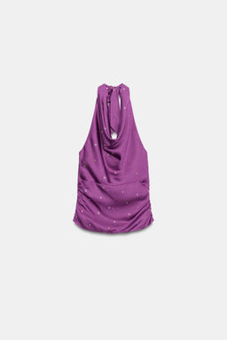 TOP HALTER OJALES BRILLOS / Morado - Zara фото 3