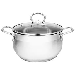 Кастрюля из нержавеющей стали Tessi 4,6л, д22см, h12,5см, стеклянная крышка, подарочная коробка, Appetite (Китай) Подходит для индукционных плит