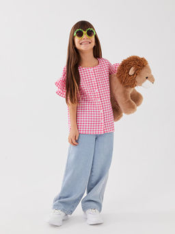 Bisiklet Yaka Ekose K?sa Kollu K?z ?ocuk G?mlek - Waikiki фото 2