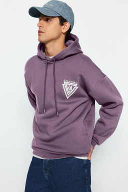 TRENDYOL MAN Turuncu %100 Pamuk Kapusonlu / Genis Kesim Kolej Bask?l? Ici Polarl? Sweatshirt TMNAW24SW00063 - Trendyolmilla фото 24