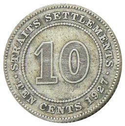 10 центов 1927 года Стрейтс Сетлментс