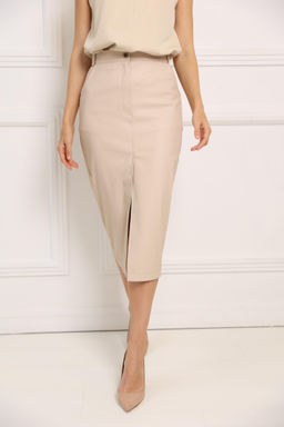 Юбка прямая из экокожи с разрезом по переду - Looklikecat фото 4