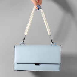 Ручка для сумки, жемчужные бусы, d=12, 14, 16 мм, 39 см, цвет белый, серебряный