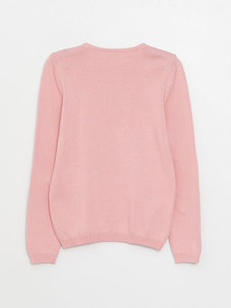 Bisiklet Yaka Bask?l? Uzun Kollu K?z ?ocuk Triko Kazak - Waikiki фото 2