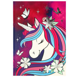 Блокнот А5, 40 листов, на скрепке, в точку, тиснение серебро, «Минни Маус и единорог»