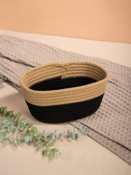 Корзина черное дно M ,цвет беж, арт JH-02223