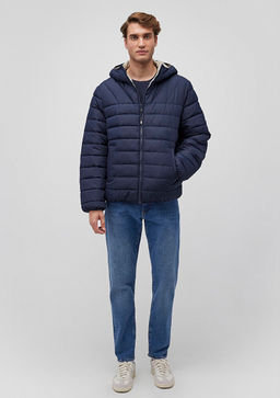 Cift Tarafl? Kapusonlu Lacivert Sisme Mont - Mavi фото 2