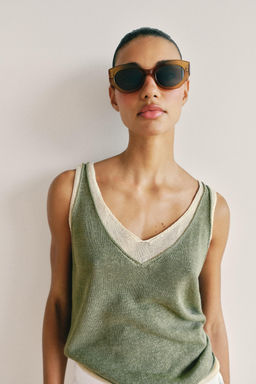 TOP PUNTO COMBINADO / Khaki - Zara фото 2