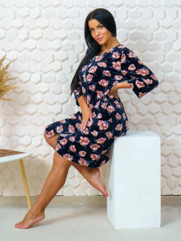 Халат женский, цвет синий розовый