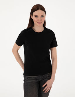 Siyah Regular Fit Bisiklet Yaka Basic Ti__rt