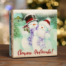 Цена за 5 шт. Коробка складная, крышка-дно Светлого Рождества 20 х 20 х 6 см