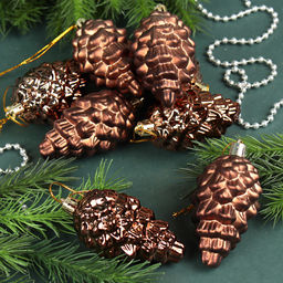 Елочное украшение Шишка 8 штук 8 см / 5620 /уп 72/ микс (Красный) - Галеонтрейд фото 13