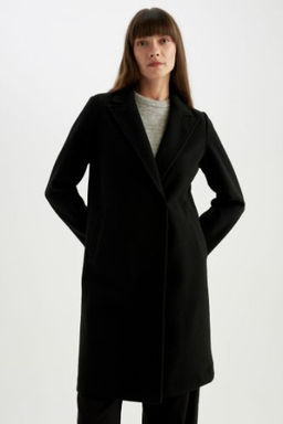 Uzun Kase Kaban Regular Kal?p Kruvaze Yaka C?tc?t Kapamal? Cepli