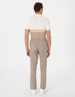 A__k Kahverengi Ex. Slim Fit Keten Kar___ml_ Pantolon