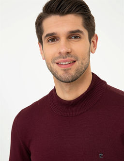 Bordo Slim Fit Yar_m Bal_k__ Yaka Basic Triko Kazak - Pierre cardin фото 2