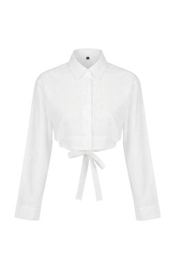 Beyaz Baglama Detayl? Crop Pamuk Poplin Gomlek TWOSS26GO00069